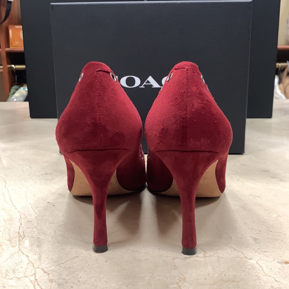 COACH VARICK LACE-UP PUMP IN MERLOT WITH 85MM HEEL SIZE US 8 - Picture 9 of 11